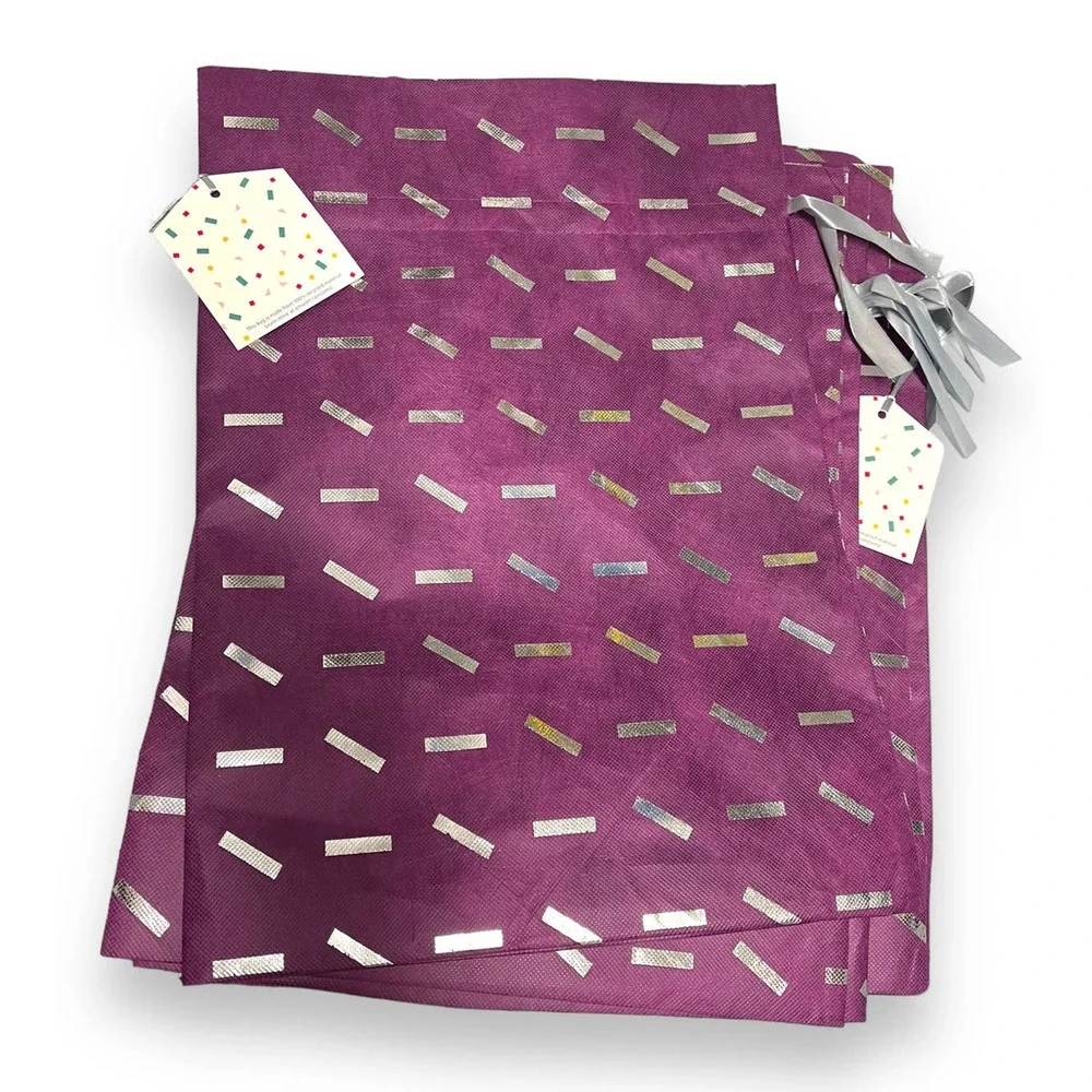 25 x Large 18" Purple Fabric Gift Bags w/ Silver Ribbon | Christine Taylor CTC - Picture 12 of 13
